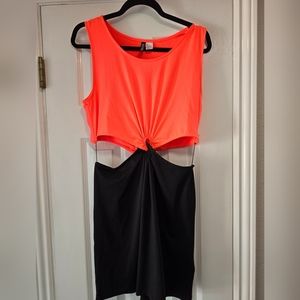 H&M Divided Dress Size Large with cutouts in a coral and black color
